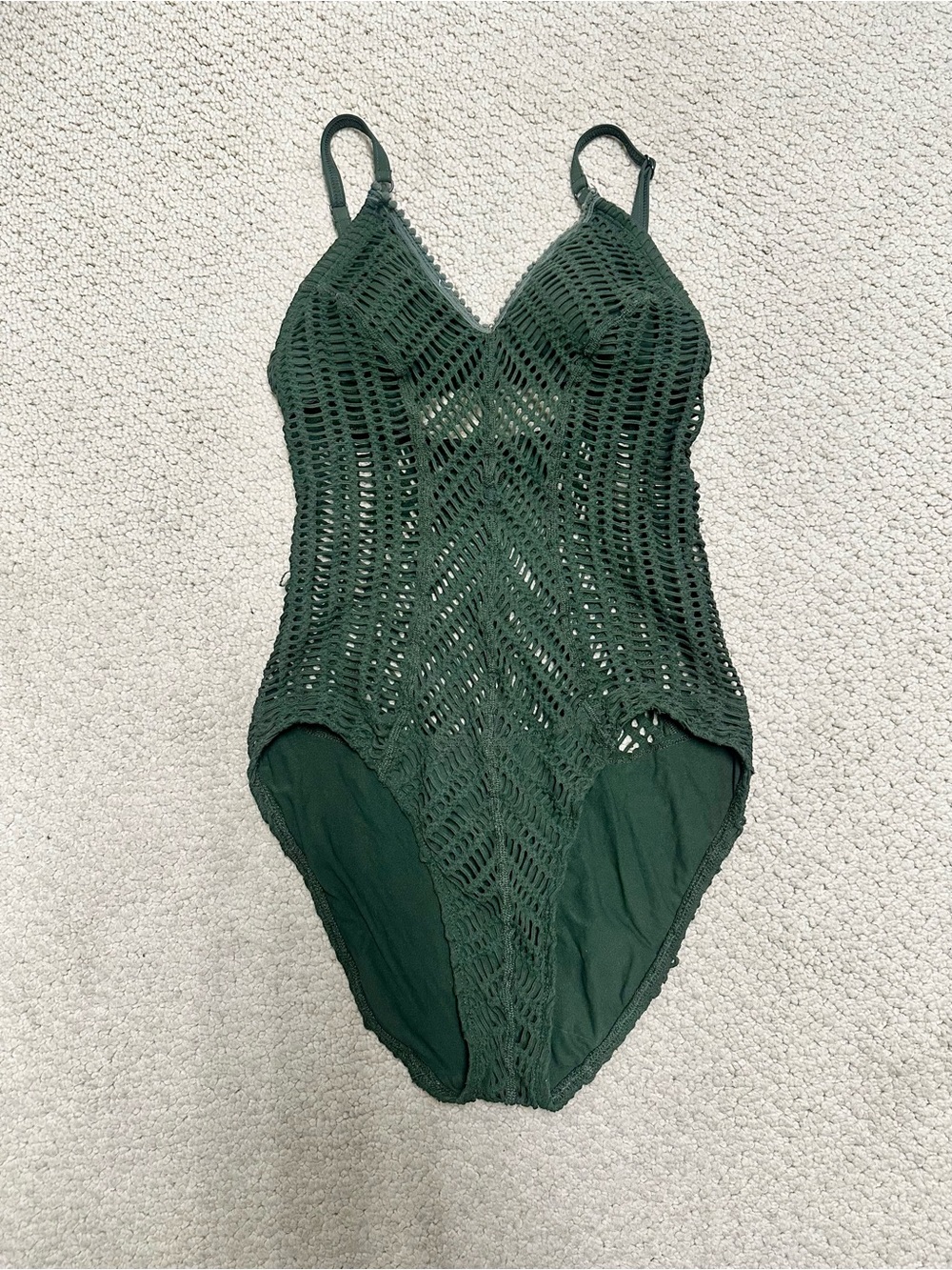 Robin Piccone Dark Green Crochet One-Piece Swimsuit - Women